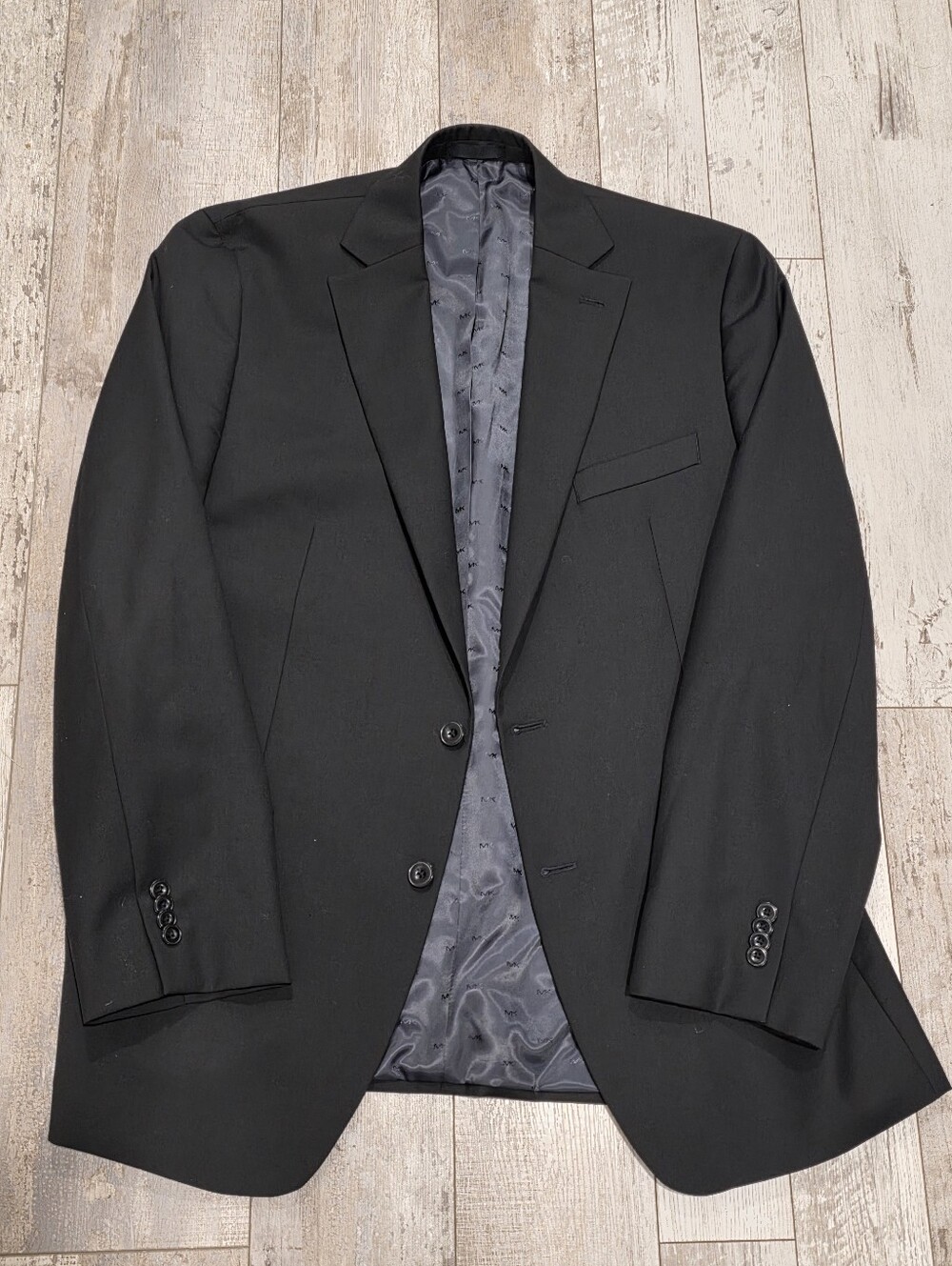 44L Men's Michael Kors Blazer Solid Black Wool Blend  Sport Coat Flawless